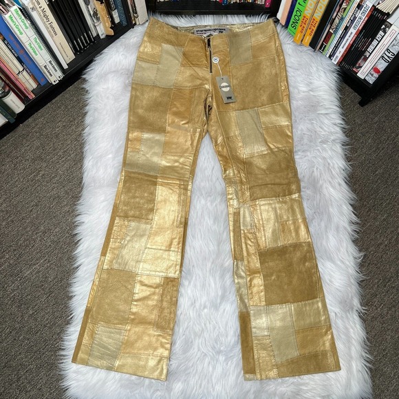 Vintage Parasuco Womens Patchwork Leather Pants Parasuco Jeans Pearl - Picture 1 of 6